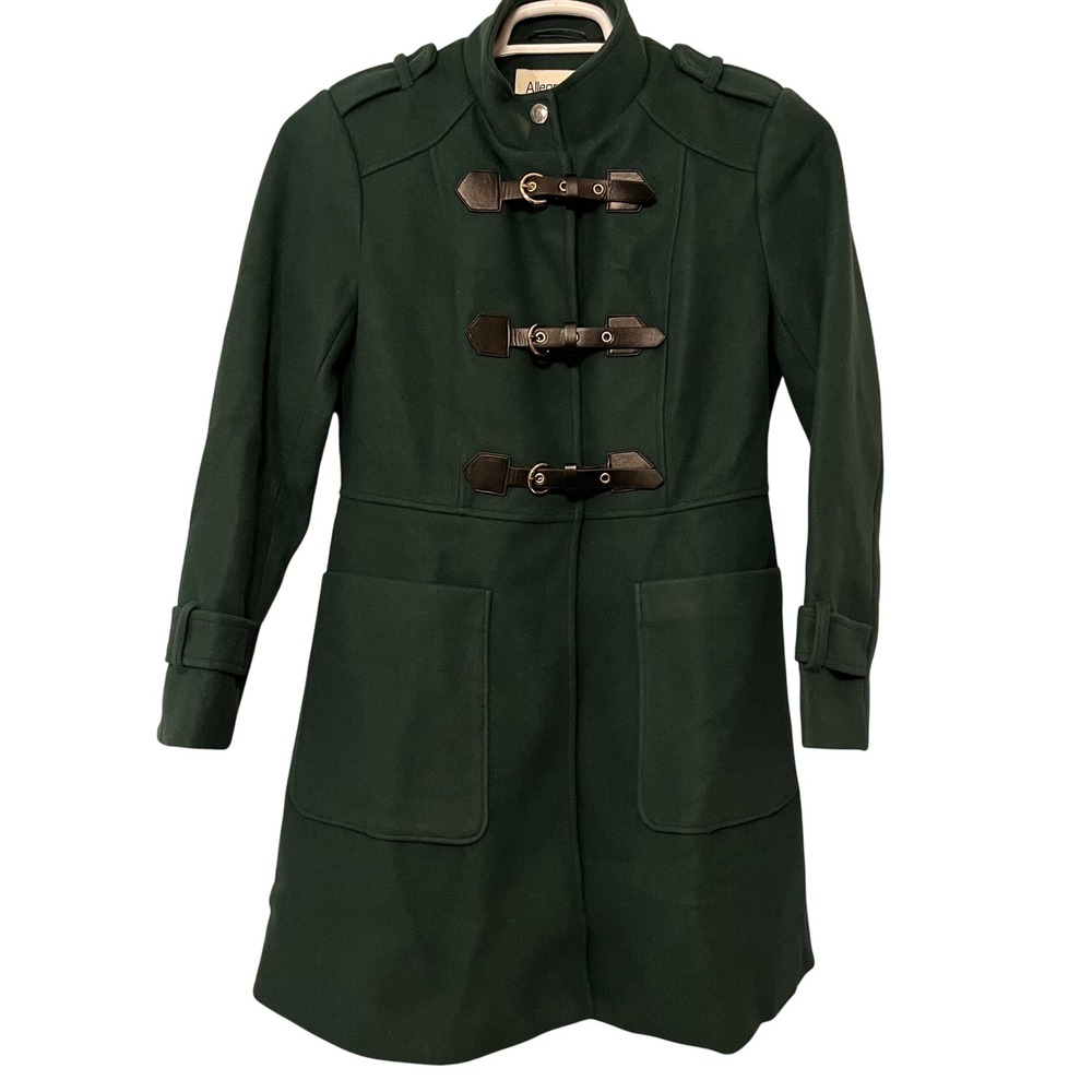 New Womens Green Duffle Toggle Long‎ Coat Jacket Size S